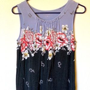 Floral split color tank